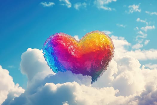 Colourful heart shaped cloud in the sky. St. Valentine's day love and passion concept.