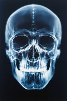 X-ray of human skull front view.