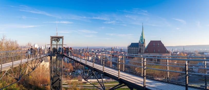 ERFURT, GERMANY - NOVEMBER 30, 2024: Citadel of Petersberg, one of the largest and best-preserved town fortresses in Europe. The citadel was built on Petersberg hill, in the north-western part of the old town centre from 1665, when Erfurt was governed by the Electorate of Mainz.