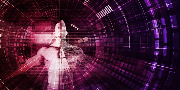 Science Technology Data Grid Futuristic Background Art