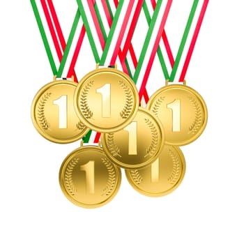 gold medals number one italian ribbons transparent background 3d