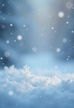 Snowflakes drift softly to the ground, blanketing a tranquil winter scene. The sunlight sparkles through the snowdrifts, enhancing the festive atmosphere. Generative AI.