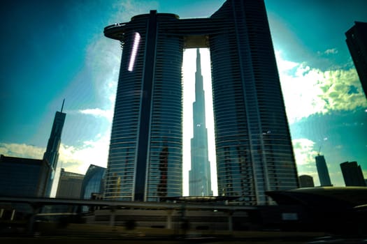 Twin Towers and Burj Khalifa. Shooting Location: dubai