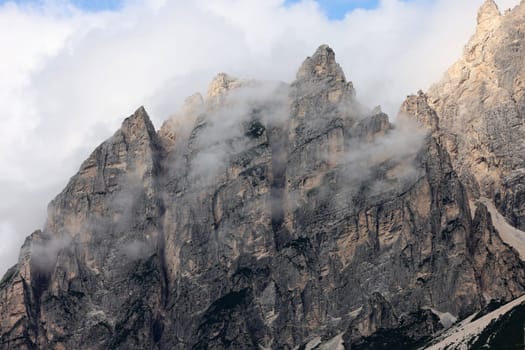 View from Cortina d'Ampezzo towards the Cristallo range and the  Pomagagnon peak, Ampezzo Dolomites, Alps, Italy