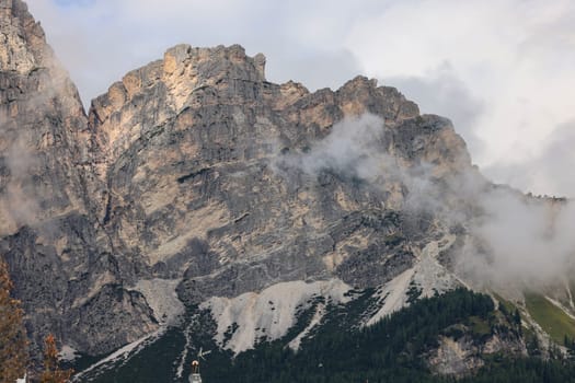 View from Cortina d'Ampezzo towards the Cristallo range and the  Pomagagnon peak, Ampezzo Dolomites, Alps, Italy