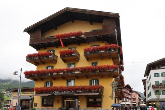 Cortina d'Ampezzo, Italy - September 6, 2024: Hotel de la Poste in Cortina d'Ampezzo, Province of Belluno, Veneto, Italy