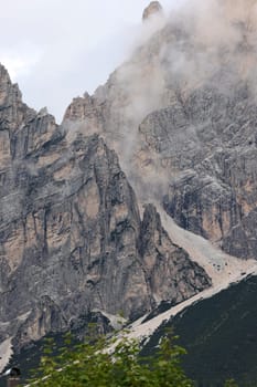 View from Cortina d'Ampezzo towards the Cristallo range and the  Pomagagnon peak, Ampezzo Dolomites, Alps, Italy