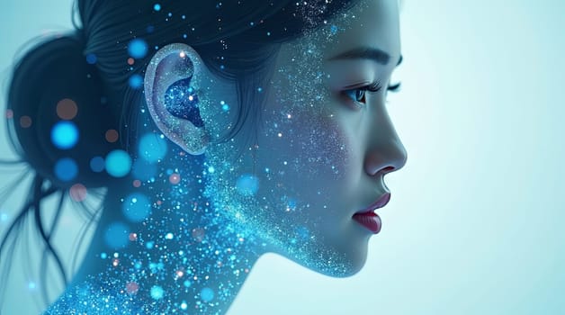 Secure Global Financial Network With Asian Business Woman