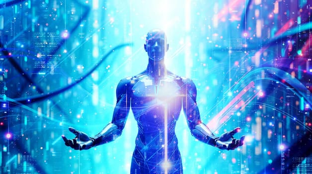 Futuristic Robotics Highlighted Within A Dynamic Technology Background Space