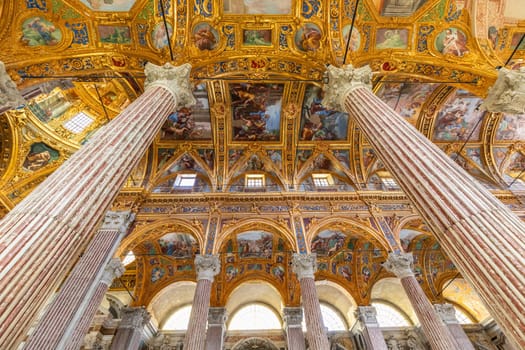 Genova, Italy - 8 August 2023: Annunziata's Church - Basilica della Santissima Annunziata - one of the most beautiful Italian Catholic Church interior