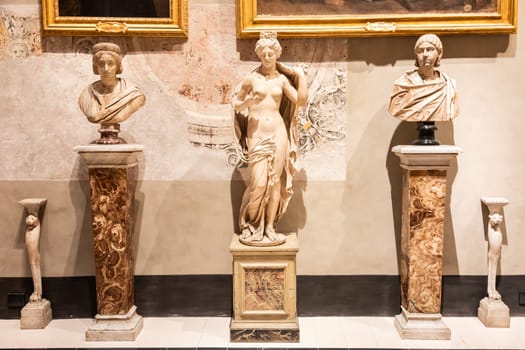 Rome, Italy - 28 December 2023: Doria Pamphilj Palace, antique art museum interior