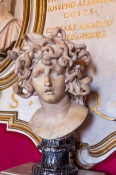 Rome, Italy - 20 August 2023: Capitoline museum, bust of Medusa by Gian Lorenzo Bernini, 1648 - marble