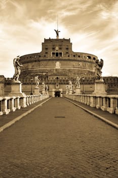 Rome old postcard, Castel Sant'Angelo - vintage style, retro texture