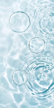 Ripples in clear blue water with abstract circular patterns, suitable as calming SPA background, AI generated