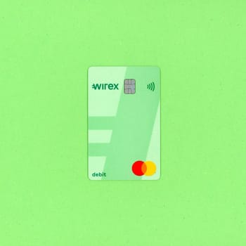LONDON, UK - NOVEMBER 10, 2024: Wirex prepaid debit card