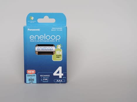 OSAKA, JAPAN - SEPTEMBER 12, 2024: Packet of Panasonic eneloop rechargeable batteries