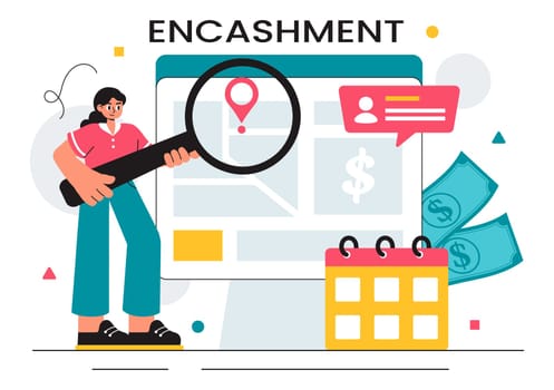 Encashment Vector Illustration featuring Employees Receiving Payment or Financial Compensation from Banking Collections in a Flat Style Background