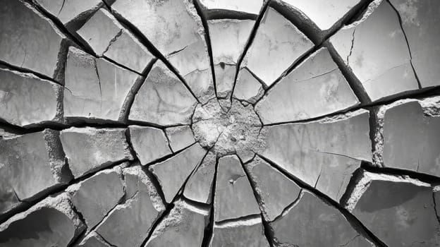Black and white image of cracked earth showcasing natural textures and environmental themes.