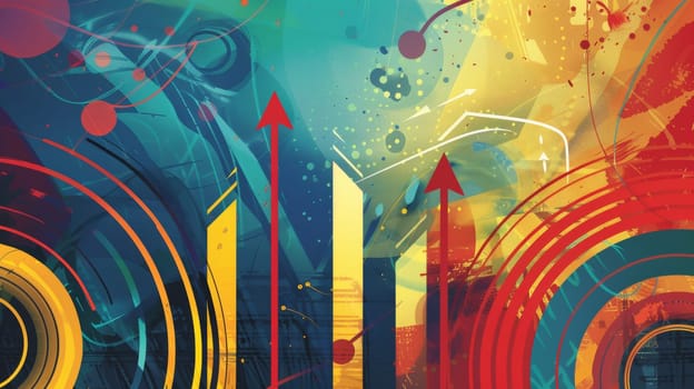 A dynamic background with swirling patterns and arrows pointing upwards, symbolizing the upward trajectory of business earnings
