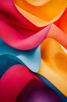 Colorful abstract image of layered fabric waves in vibrant hues, creating a dynamic and energetic visual effect.