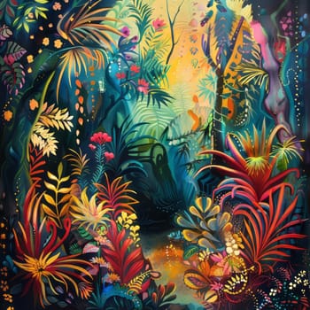 Abstract jungle with imaginative depiction.
