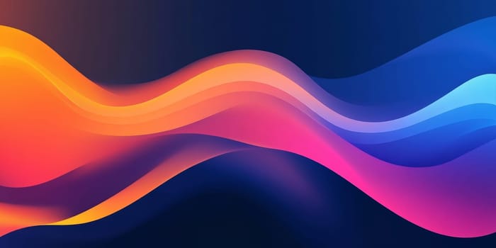 Dynamic abstract wave pattern with vibrant gradient colors on a dark background, perfect for digital art and design projects.