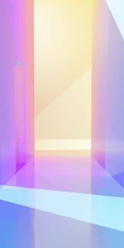 Abstract geometric design with pastel colors and light reflections, creating a modern and futuristic ambiance.