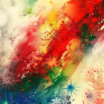 Dynamic abstract artwork featuring vibrant starburst patterns and bold colors, creating an energetic and captivating visual experience.