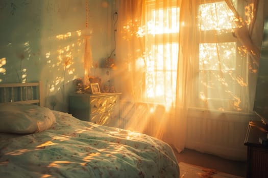Children's room with double exposure effect.