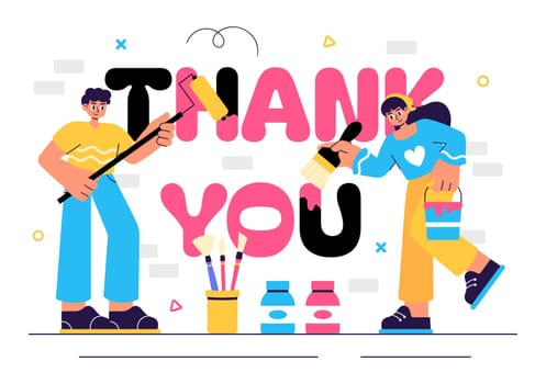Thank You Vector Illustration Featuring a Letter in an Envelope, Perfect for Posters, Web Banners, Brochures, or Cards in a Flat Style Background