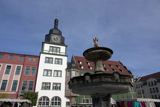 Brunnen und Rathaus in Rudolstadt