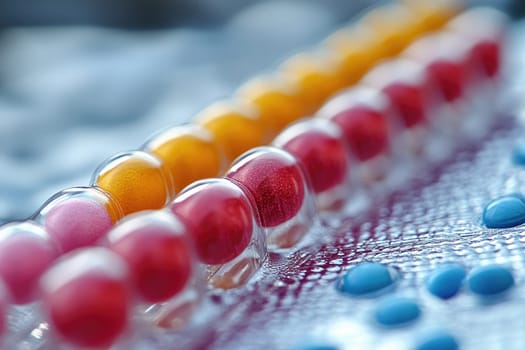 A Row of Colorful Pills in a Blister Pack