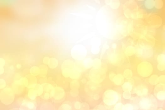 Abstract fresh vivid bright spring or summer landscape texture with natural yellow bokeh lights gradient light orange and bright sun rays. Beautiful background with copy space.