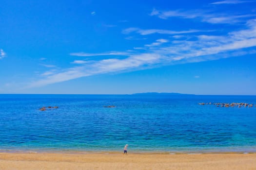 Rocky shore and blue sky coast. Shooting Location: Niigata Prefecture
