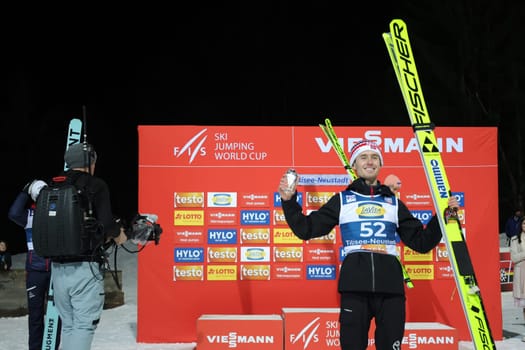 Kristoffer Eriksen Sundal (Norway (Nor) at the award ceremony after the FIS Ski Jumping World Cup Individual Men in Neustadt