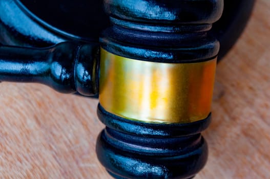 Top view of lawyer's gavel with customizable space for text. Law and regulation concept.