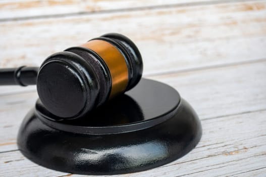 Lawyer's gavel with customizable space for text.