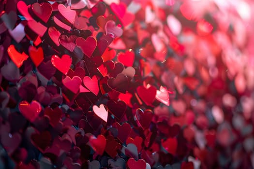 Close-up of many red hearts, perfect for Valentine's Day.