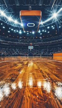 A basketball arena filled with sparkling lights, creating a dazzling and visually captivating scene