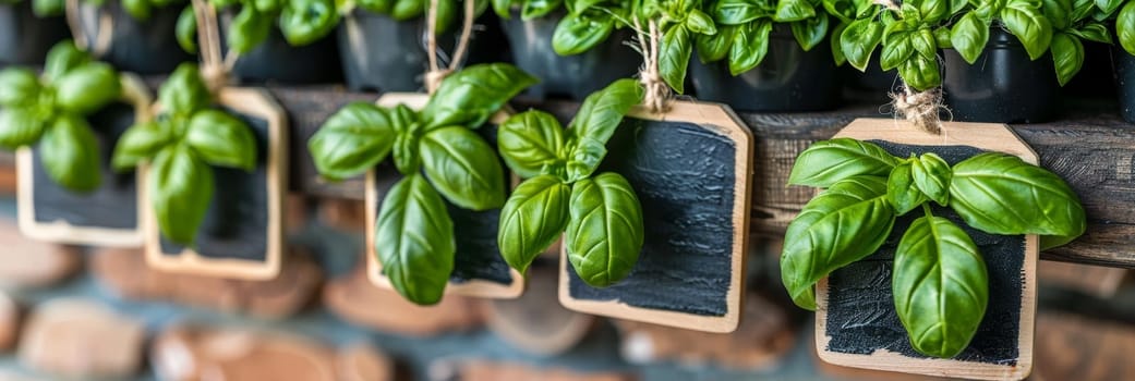 Freshly Harvested Basil Plants in Rustic Wooden Crates