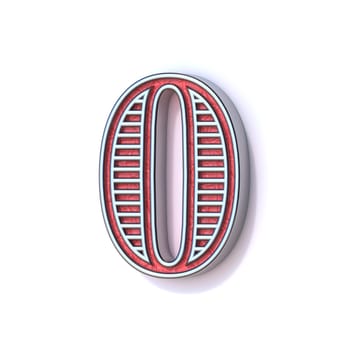 Red silver festive font Number 0 ZERO 3D rendering illustration isolated on white background