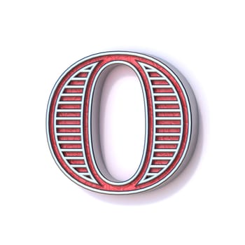 Red silver festive font Letter O 3D rendering illustration isolated on white background