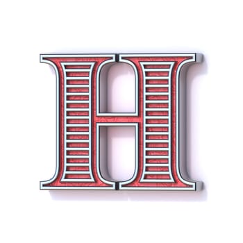 Red silver festive font Letter H 3D rendering illustration isolated on white background
