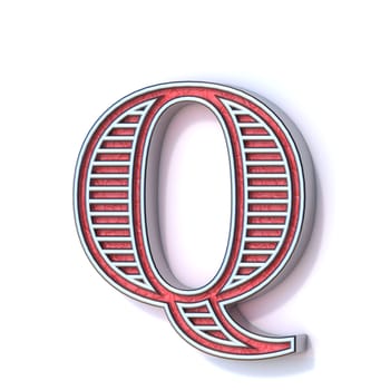 Red silver festive font Letter Q 3D rendering illustration isolated on white background
