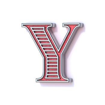 Red silver festive font Letter Y 3D rendering illustration isolated on white background
