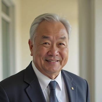 A male resident of Thailand is smiling while dressed in formal attire. He exudes confidence and warmth, contributing to a positive atmosphere during a daytime gathering in the country.