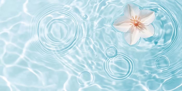 Pink flowers floating on water surface with ripples, perfect for SPA background, AI generated
