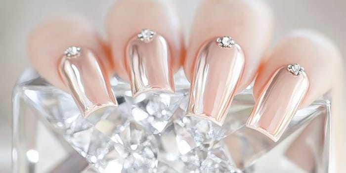 Elegant manicure closeup with neutral color nail polish, quiet luxury style, AI generated