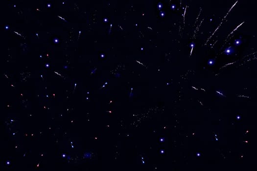 Various bright dots and shapes against a black background