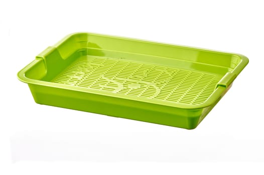 green cat tray on white isolated background. High quality photo